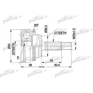 ШРУС наружн к-кт 21x56.2x25 ABS:26T RENAULT: CLIO I 90 - 98 фото
