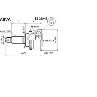 ШРУС наружный ASVA SZ-2-9A42 фото