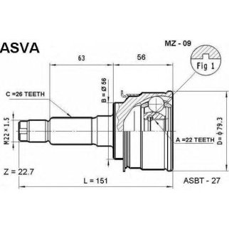 ШРУС наружный ASVA MZ09- фото