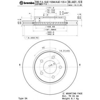 Диск тормозной brembo 09.A401.11 фото