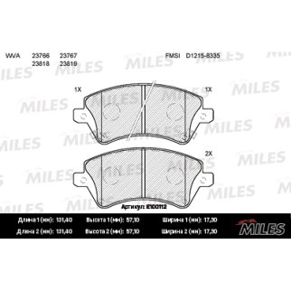 Колодки тормозные передние к-кт MILES E100112 фото