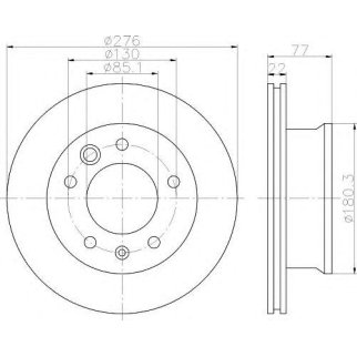 Диск тормозной передний вентилируемый Hella 8DD 355 111-001 фото