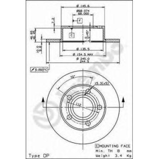 Диск тормозной brembo 08.9083.11 фото