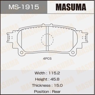 Колодки тормозные к-кт Masuma MS-1915 фото