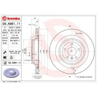Диск тормозной brembo 09.A961.11 фото