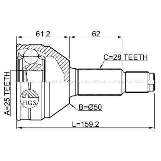 ШРУС наружный 25x50x28 CHERY MIKADO B11 06-12 1510-B11 фото 2