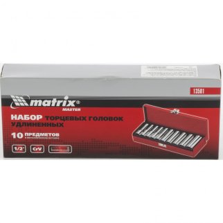 Набор головок торцевых квадрат 1/2", головки 10 - 22 мм, удлиненные, 10 предм.// MATRIX MASTER фото 1