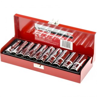 Набор головок торцевых квадрат 1/2&quot;, головки 10 - 22 мм, удлиненные, 10 предм.// MATRIX MASTER фото