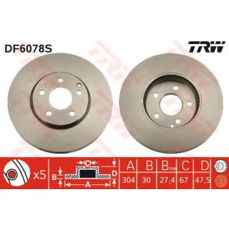 Диск тормозной TRW DF6078S фото