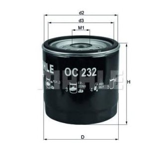 Фильтр масляный MAHLE OC 232 фото