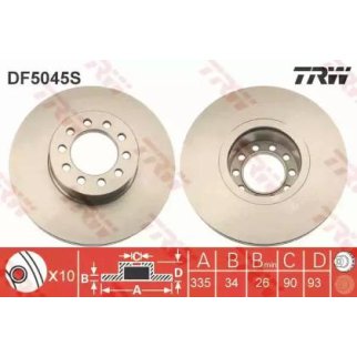 Диск тормозной TRW DF5045S фото