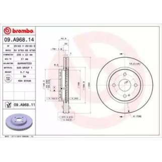 Диск тормозной brembo 09.A968.14 фото