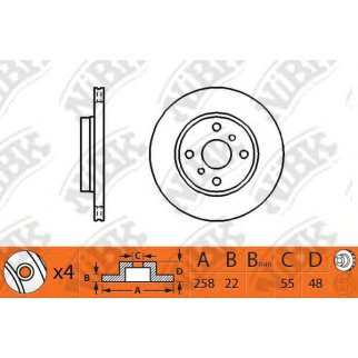 Диск тормозной TOYOTA COROLLA 92-00 передний вент.D 258мм. фото