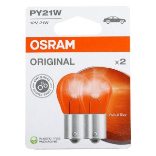 Лампа 12V PY21W 21W BAU15s OSRAM ORIGINAL LINE 2 шт. блистер 7507-02B фото 1