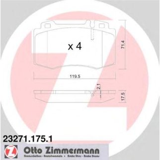 23271.175.1_колодки дисковые !перед. 120x71x18  MB W163 3.5-5.0/4.0CDi/W220 2.8-6.0/3.2CDi 98&gt; фото