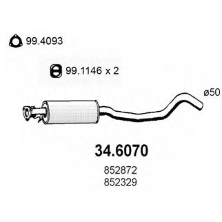 Глушитель средняя часть ASSO 34.6070 фото