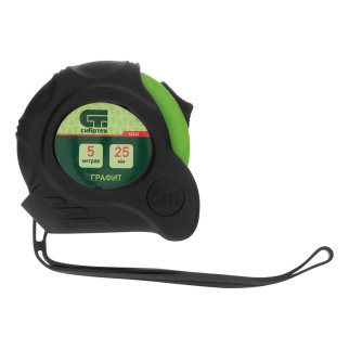 Рулетка Графит 5м х 25мм, обрезиненный корпус, амортизатор, СИБРТЕХ фото 4