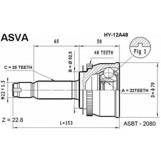 ШРУС наружный ASVA HY-1-2A48 фото