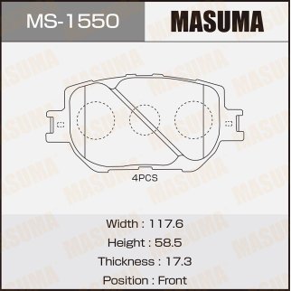 Колодки тормозные передние к-кт Masuma MS-1550 фото