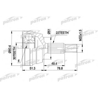 ШРУС наружн к-кт 22x50x30 VW: GOLF I 74-84, GOLF I Cabriolet 79-83, JETTA I 78-84, SCIROCCO 74-80 фото