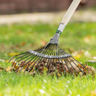 Грабли веерные 20 зубьев, с черенком, оксидированные, плоский зуб// СИБРТЕХ Россия фото 10