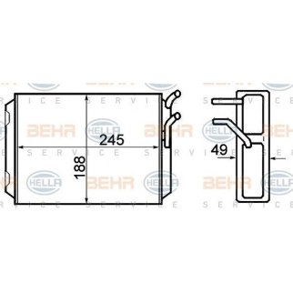 Радиатор отопителя Hella 8FH 351 308-761 фото 3