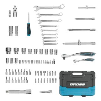 Набор инструмента 82пр. 1/2" 1/4" 120 зубьев GROSS фото 2