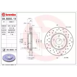 Диск тормозной brembo 09.B355.1X фото