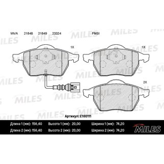 Колодки тормозные передние к-кт MILES E100111 фото