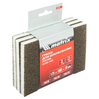 Губка для шлифования 125х100х10мм 3шт., P60/80, P60/100, P80/120 MATRIX фото