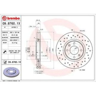 Диск тормозной brembo 09.8760.1X фото