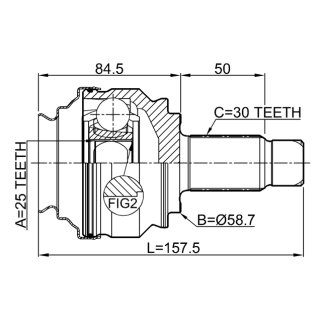 Шрус наружный задний 25x58.7x30 фото 2