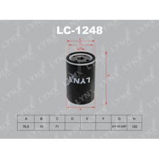 Фильтр масляный LYNXauto LC-1248 фото