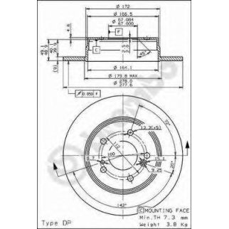 Диск тормозной задний Brembo 08.5178.31 фото