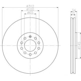 Диск тормозной передний вентилируемый Hella 8DD 355 106-731 фото