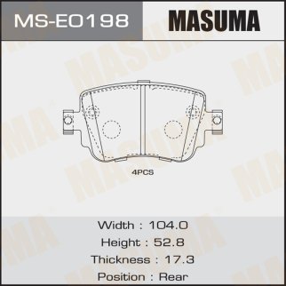 Колодки тормозные к-кт Masuma MS-E0198 фото
