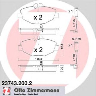 23743.200.2_колодки дисковые !перед. 136x68x20  MB W211 2.0-2.4/2.0CDi/2.7CDi 02> фото