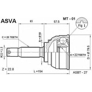 ШРУС наружный ASVA MT-0-1 фото