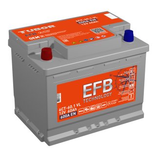 Аккумуляторная батарея TUBOR EFB 6СТ60 прям. 242х175х190 600A фото