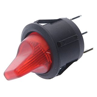 Выключатель клавишный круглый 12V 16А ON-OFF красный с подсветкой REXANT фото