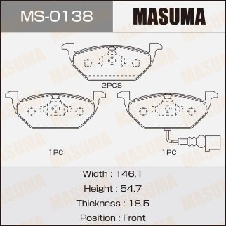 Колодки тормозные передние к-кт Masuma MS-0138 фото