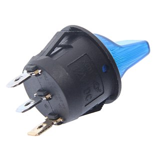 Выключатель клавишный круглый 12V 16A синий с подсв. фото 1