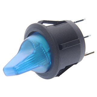 Выключатель клавишный круглый 12V 16A синий с подсв. фото