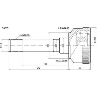 ШРУС наружный ASVA LR08-A60 фото