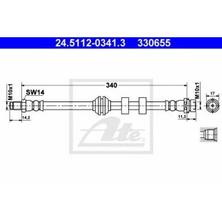 Шланг тормозной передний ATE 24.5112-0341.3 фото