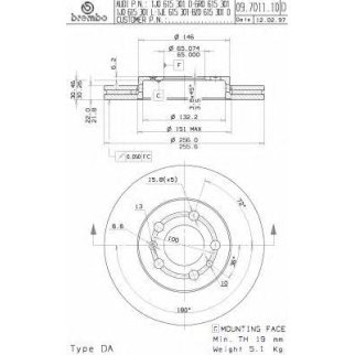Диск тормозной передний вентилируемый Brembo 09.7011.11 фото