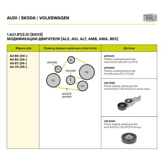 Ролик-натяжитель ручейкового ремня TRIALLI CM5082 фото 5