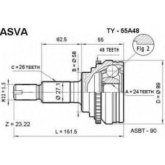 ШРУС наружный ASVA TY55-A48 фото