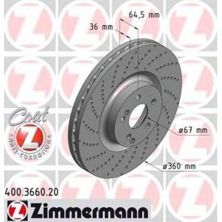 400.3660.20_диск тормозной !перед. 360x36/64-5x112  MB W221 6.0 05> фото