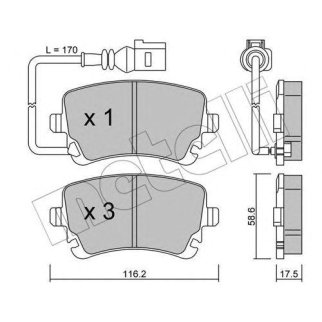 Колодки тормозные задние дисковые к-кт metelli 22-0554-0 фото